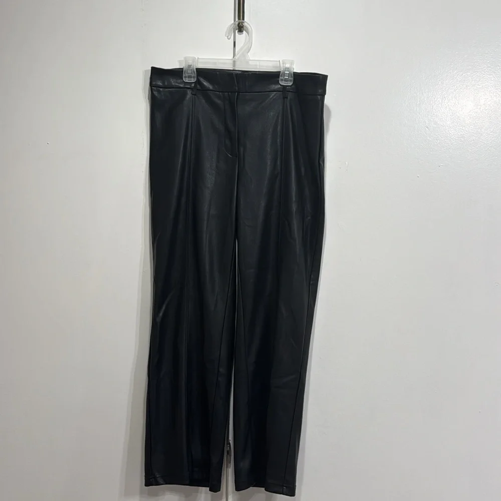 7 For All Mankind Faux Leather Black Trousers Size Medium